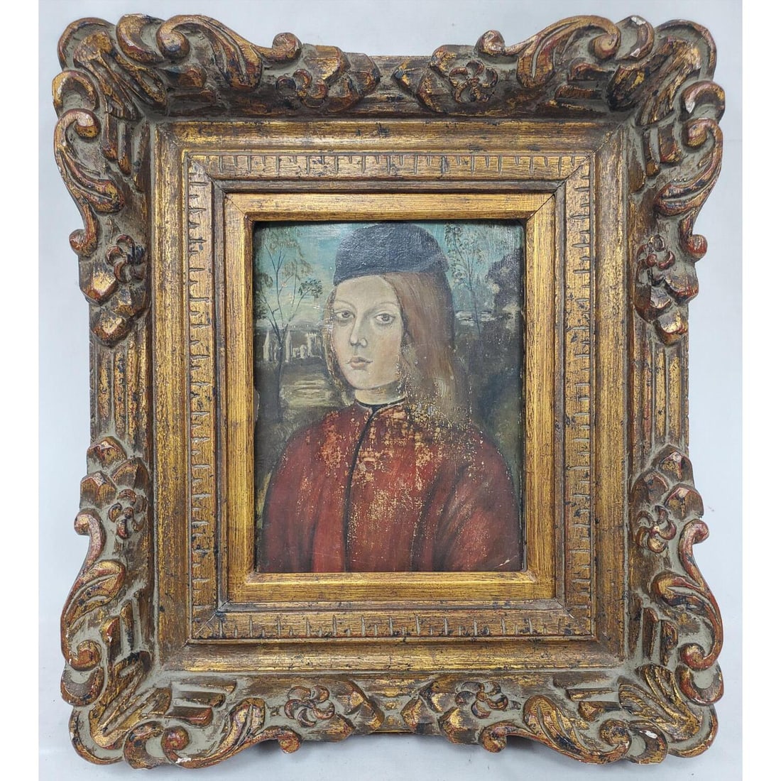 Antique Florentine Painting Oil on Wood (1 of 7)