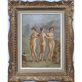 Vintage Painting Oil on Board After Raphael