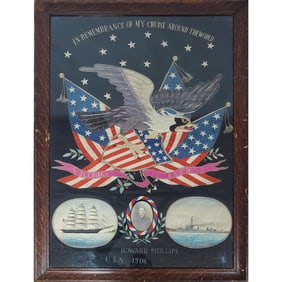 Antique U.S. Navy Patriotic Silk Embroidery