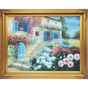 Vintage Very Large Signed Painting Oil on Canvas