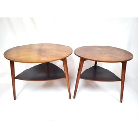 2 Mills Denmark MCM 1960's Wood Side Tables