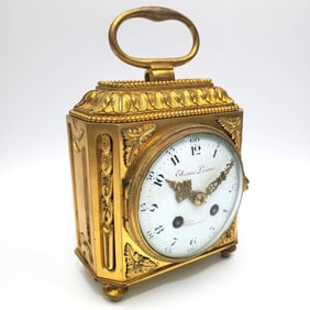 Antique Ormalu French Traveling Clock by E. Lenoir