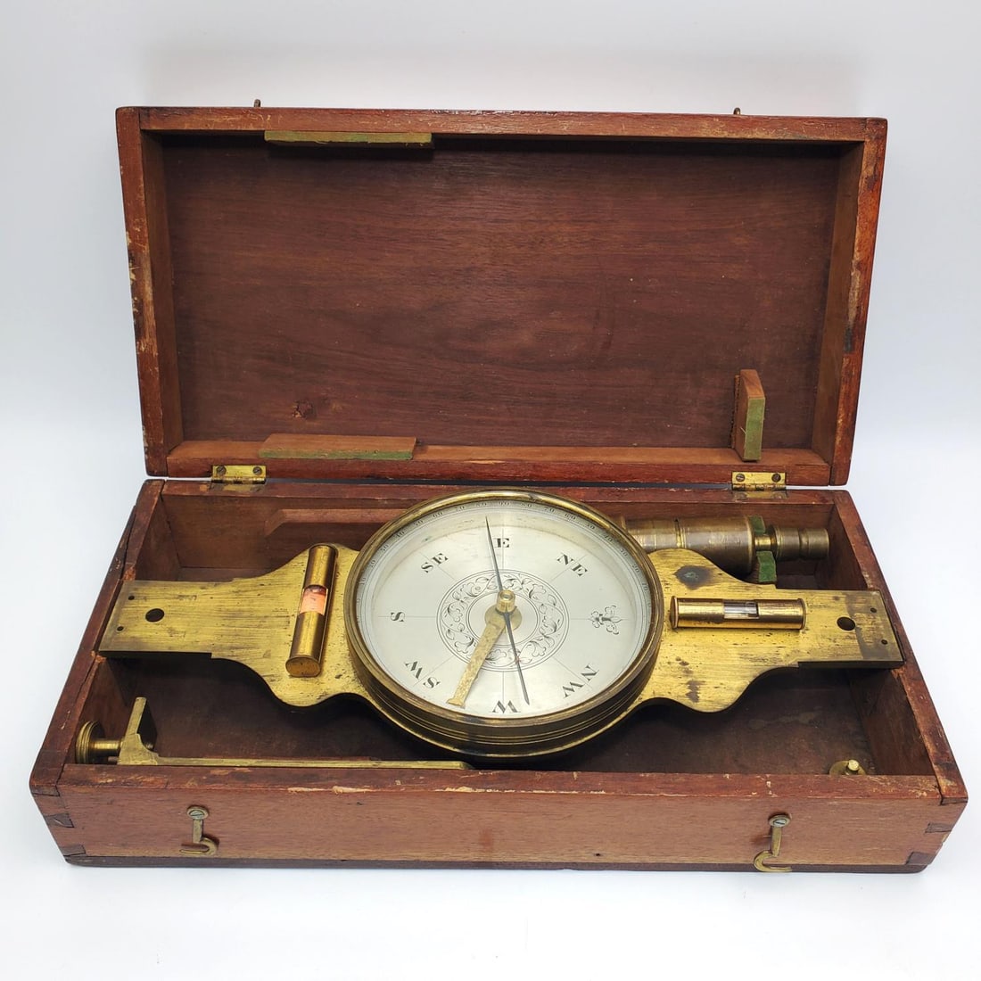 Antique Bronze Surveyors Compass in Original Box (1 of 3)