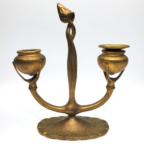 Tiffany Studios New York Dore Bronze Candlestick