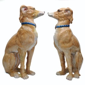 Pair of Early Emile Galle Faience Glazed Figures