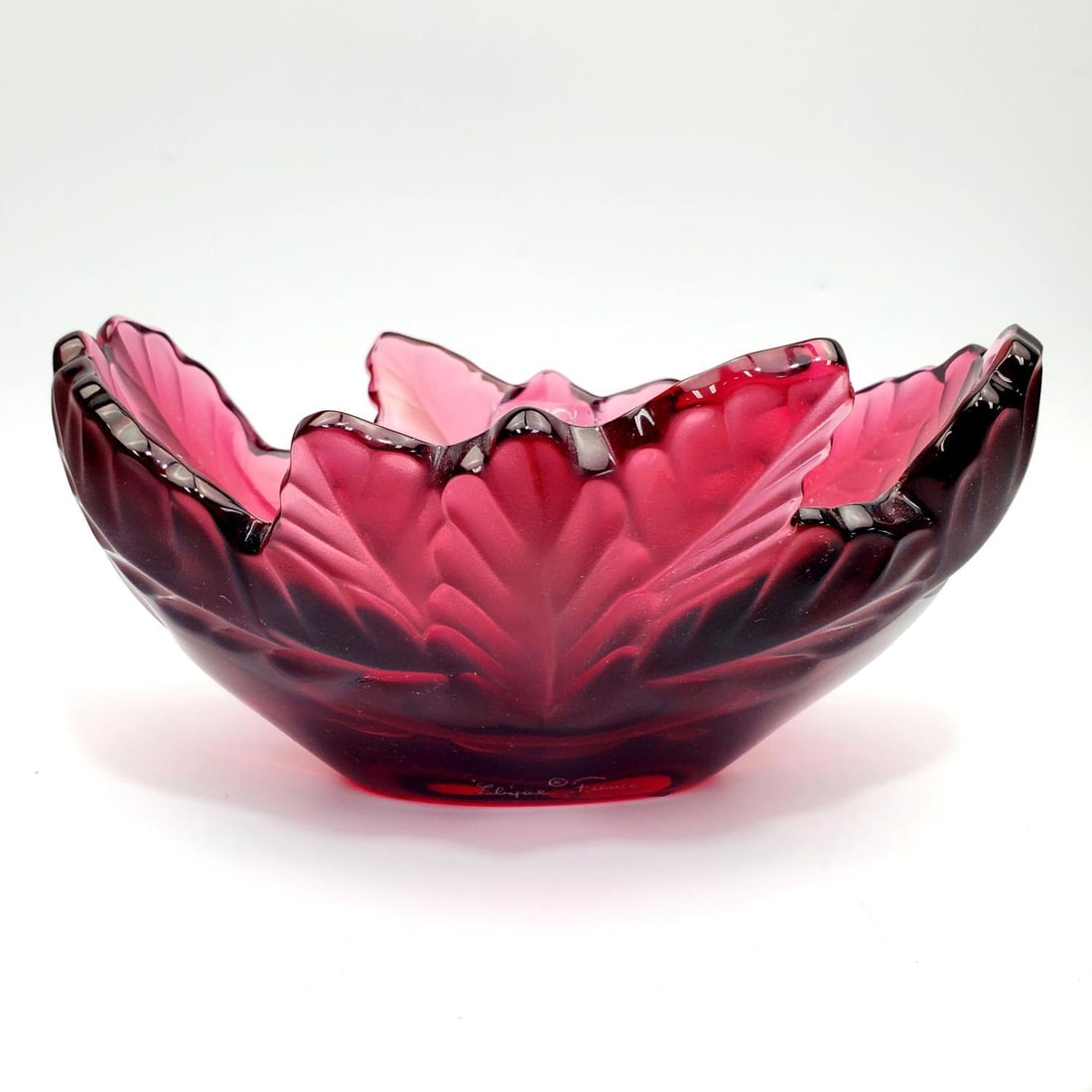 Lalique France Pink/Red Glass "Champs-Elysees" Vase (1 of 6)
