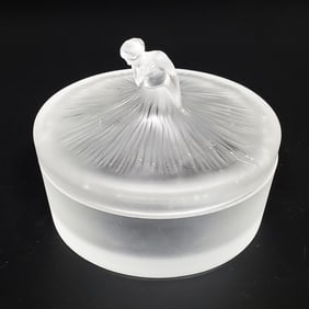Lalique France Frosted Glass "Degas" Powder Box