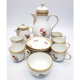 13 Piece Antique Signed KPM Porcelain Coffee Set