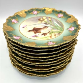 Set of 11 Limoges French Porcelain Fish Plates