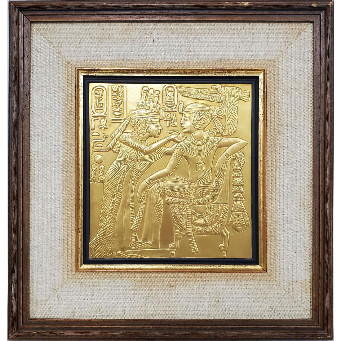 Wedgwood England 24k Gold Gilt Black Basalt Plaque: Wedgwood England 24k Gold Gilt Black Basalt Egyptian Relief Plaque "Lord of Diadem" Limited Edition 70/250. Fully Marked in Original Frame. Condition: Excellent. Dimensions: Sight: 8.5" x 8". Frame: 1