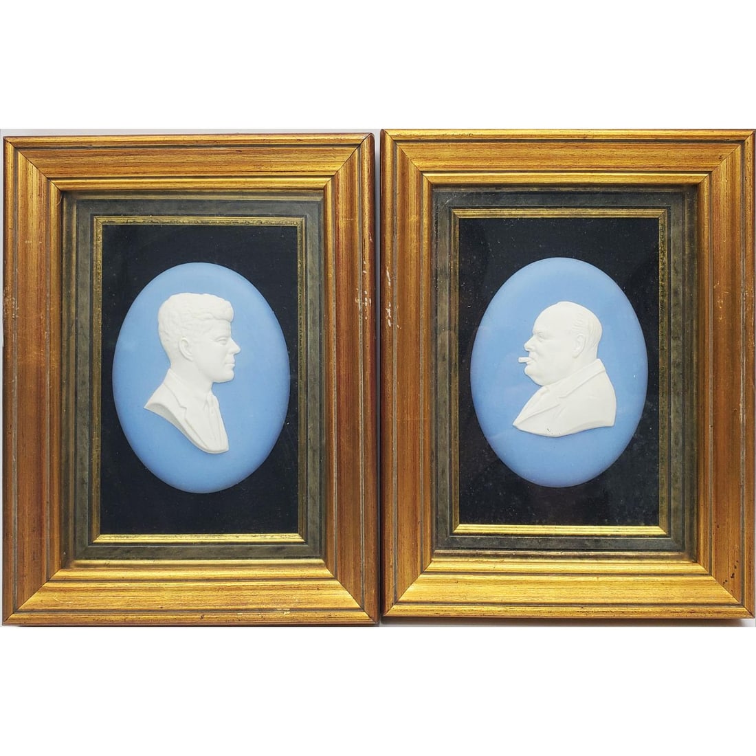 Lot of 2 Wedgwood England Blue Jasper Oval Plaques (1 of 3)