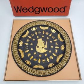Wedgwood England Basalt 24k Gold Gilded Plate