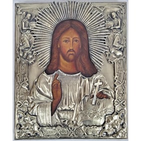 Vintage Russian Orthodox Silver Oklad Icon