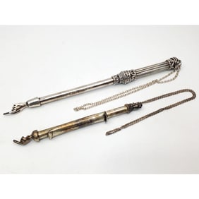 Judaica Lot of 2 Fine Silver Torah Pointers