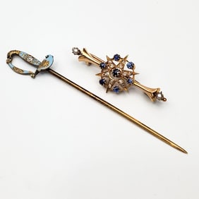 Early Gold, Diamond & Enamel Sword Stick Pin