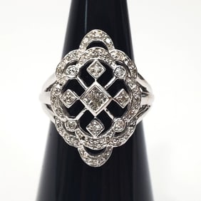 14K White Gold & Diamond Ring