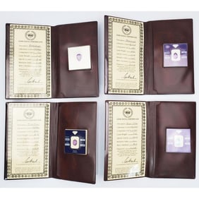 Lot 4 Large Semi-Precious Stones w/ Certificates