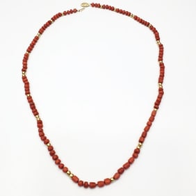 14K Gold & Coral Necklace