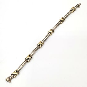 14K White & Yellow Gold Bracelet w/ Diamonds