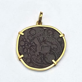 18K Yellow Gold & Ancient Coin Pendant