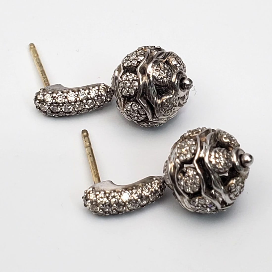 David Yurman Sterling Silver & Diamond Earrings (1 of 3)