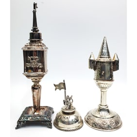 Judaica Lot 3 Sterling Silver Besamim Spice Boxes