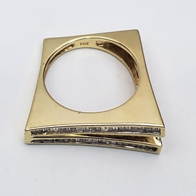 Unusual MCM 14K Gold & Diamond Ring
