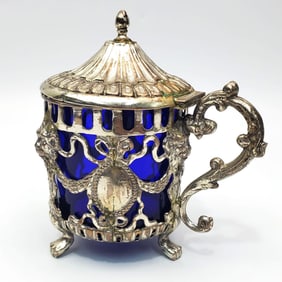 Early English Sterling Silver Covered Mustard Pot