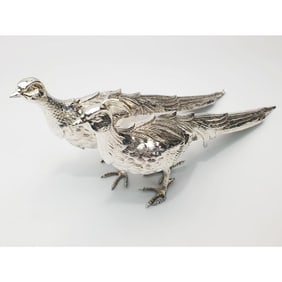 Pair of Hallow Sterling Silver Pheasants