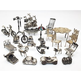 Large Lot of 24 Sterling Silver Miniature Items