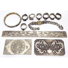 Chinese Large Lot of Silver-Plated Items