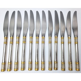 Set of 12 Golden "Aegean Weave" Dinner Knives