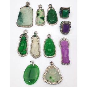 Lot of 11 Chinese Probably Jade Jewelry Items