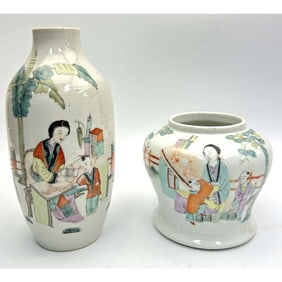 2 Chinese 19th C. Porcelain Signed Vases
