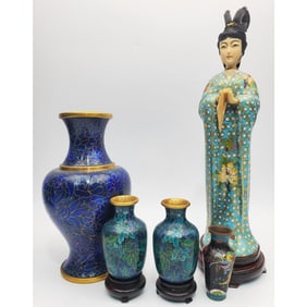 Lot of 5 Chinese Vintage Cloisonne Items