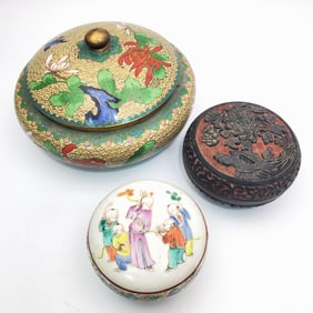 Lot of 3 Chinese Vintage Lidded Boxes