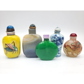 Lot of 5 Chinese Snuff Bottles