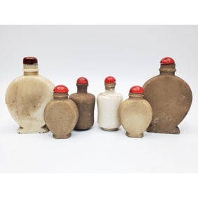 Lot of 6 Chinese Carved Marble Snuff Bottles