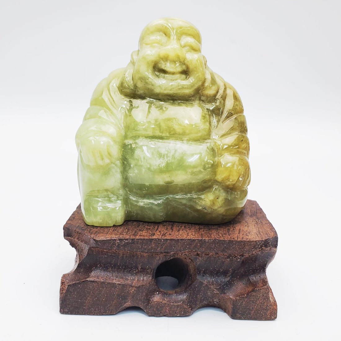 Chinese Carved Green Jade Buddha Statue (1 of 2)