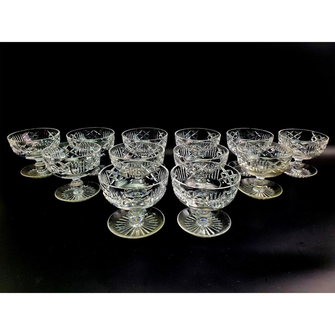 12 Unusual Vintage Cut Glass Ice Cream Bowls (1 of 6)