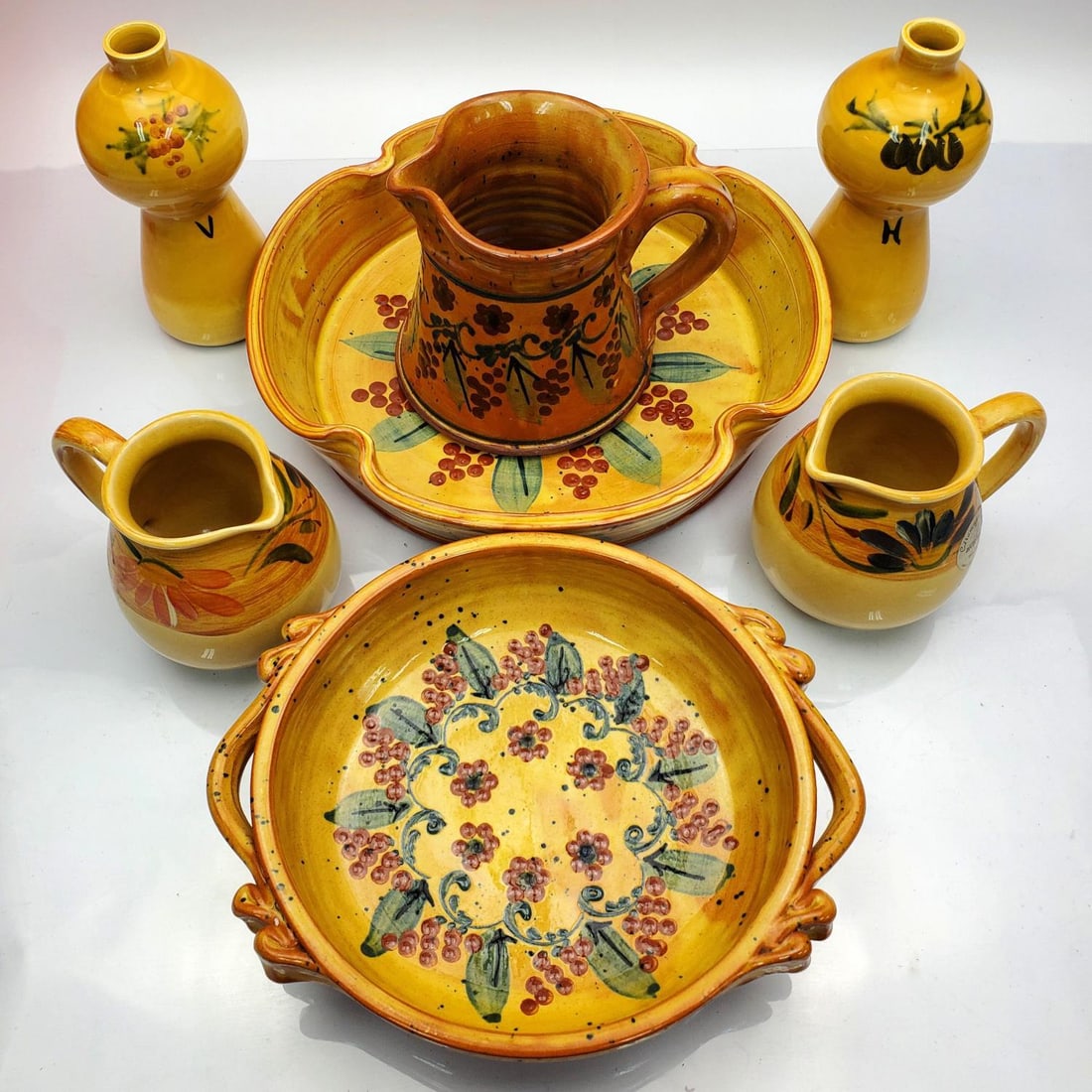 Set of 7 French Provence Glazed Pottery Dinnerware (1 of 7)