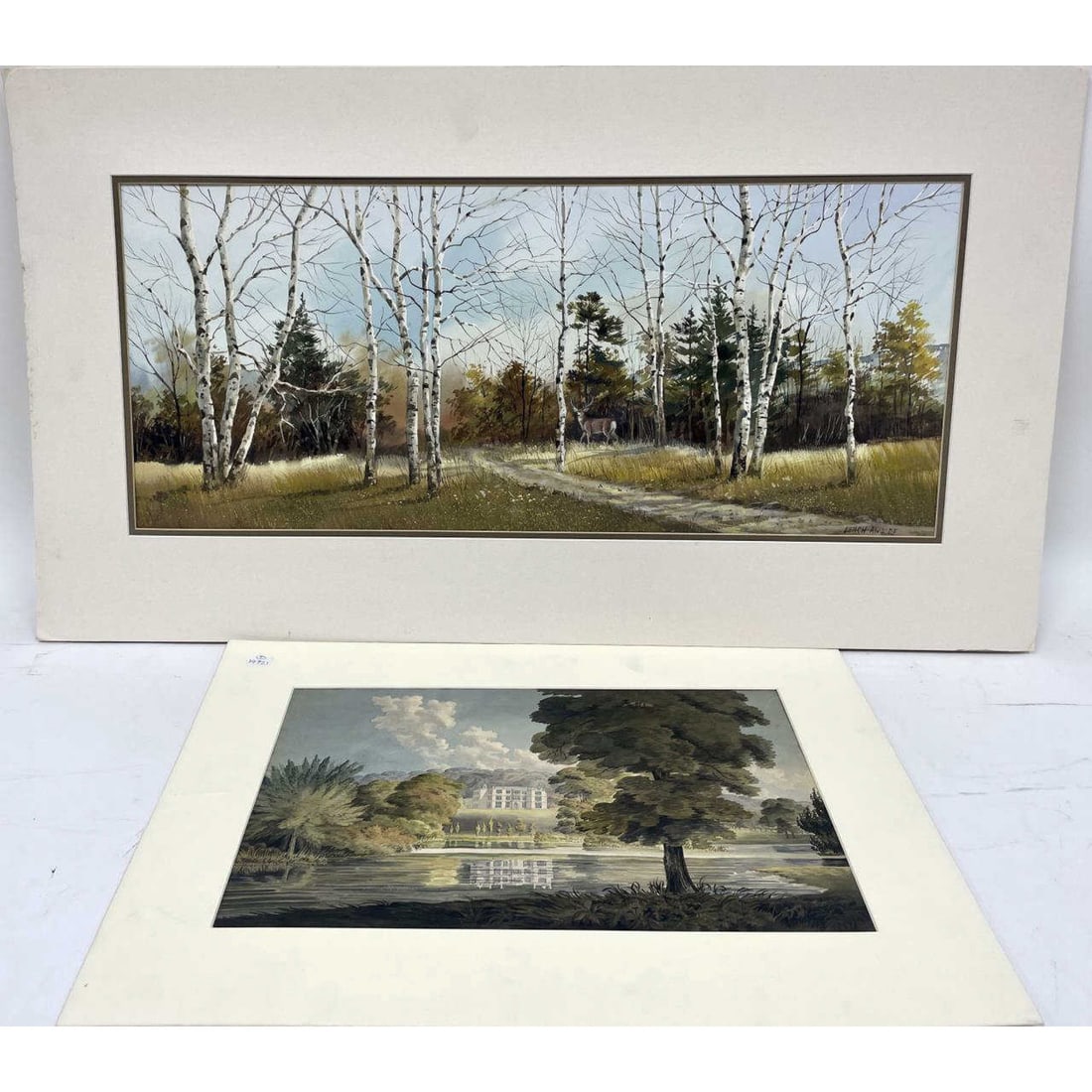 2 Paintings, Watercolor on Paper "Park Scenes" (1 of 4)