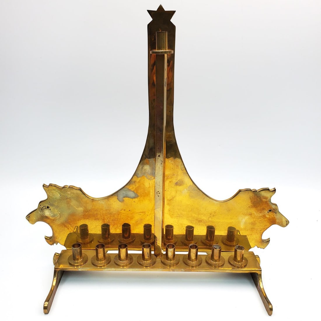 Judaica Signed Vintage Brass Hanukkiah c.1990 (1 of 5)