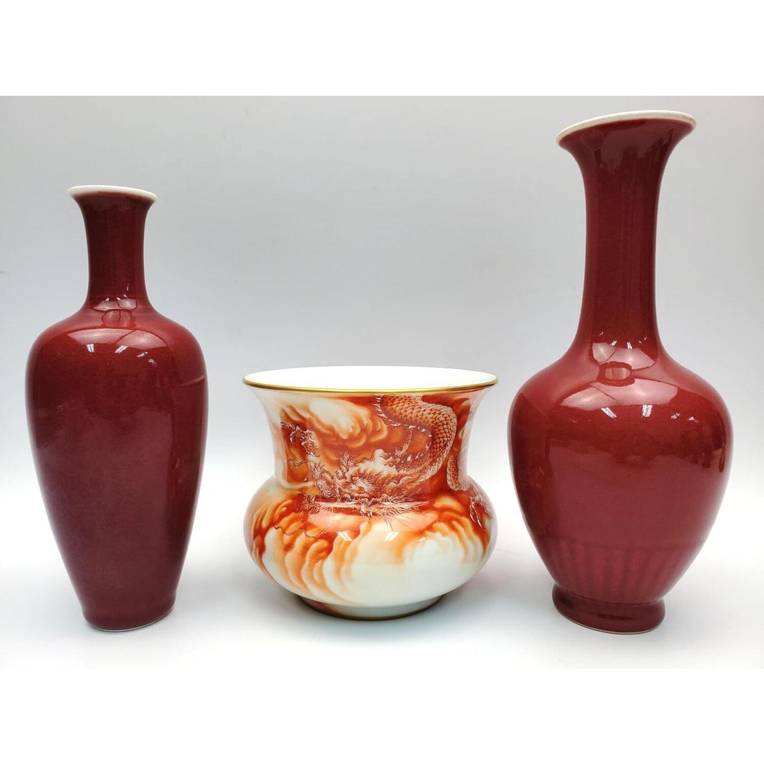 Lot of 3 Signed Chinese Vases Incl. 2 Oxblood (1 of 6)