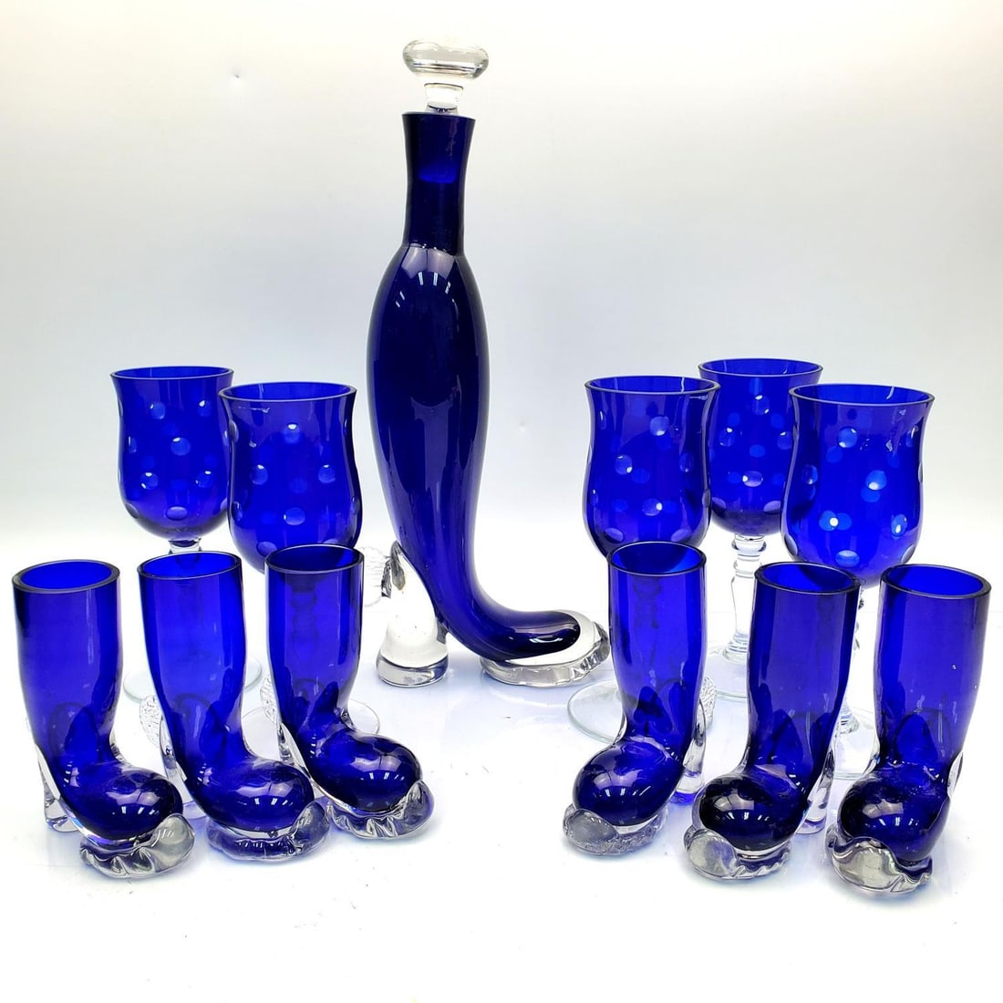 12 Piece Cobalt Blue Glass Barware Set (1 of 4)