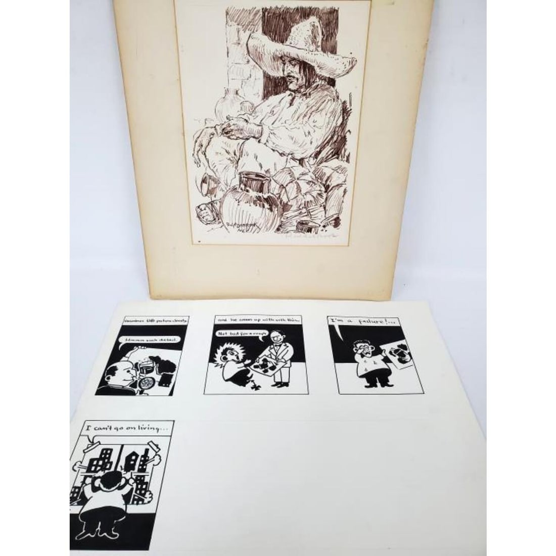 Unsigned Hand Painted Cartoon & Ashbrook Litho (1 of 4)