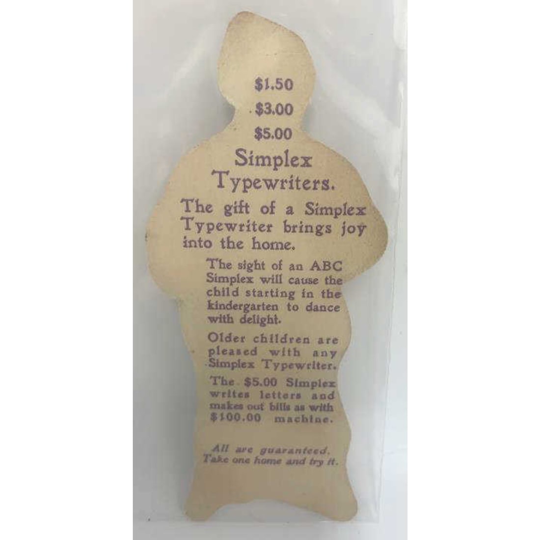 1880 Trade Card Mint "Rochester Simplex Typewriter: 1880 Trade Card Mint "Rochester Simplex Typewriters". Condition: Very Good. Dimensions: Card L: 4.5" x W: 2". Provenance: From a South Shore Long Island NY Home. Please note the absence of a Condition