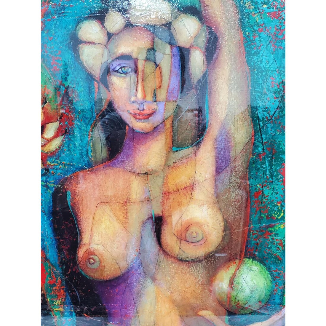 Signed Cubist Style Framed Lithograph - 3