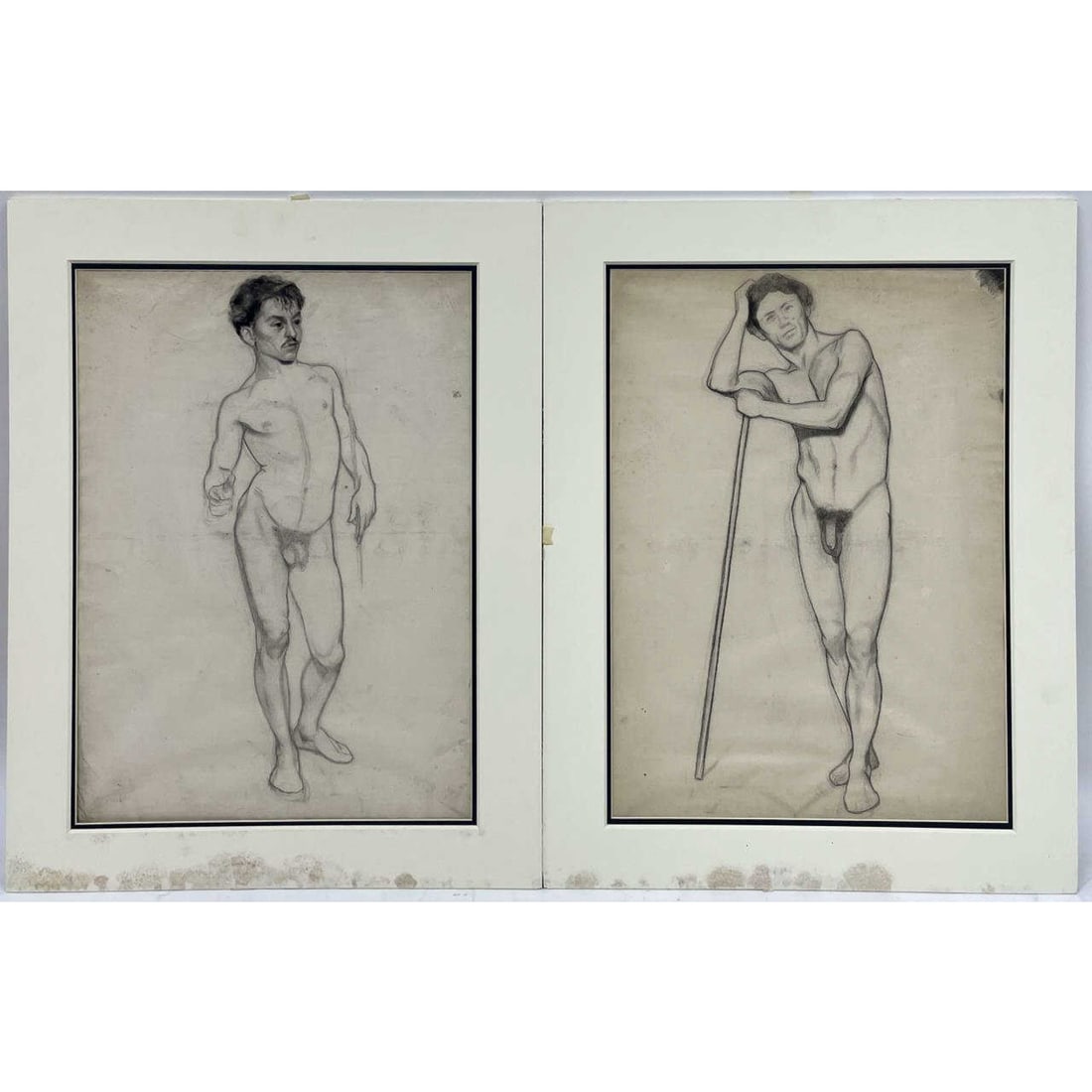 Attrib. Henry Leland, American (1850-1877)Drawings: Attributed to Henry Leland, American (1850-1877) Pencil Drawings on Paper. Condition Generally Very Good, Matted but Not Framed. Dimension: Sight- 24" x 18". Matte-30" x 24". Provenance: From a Long