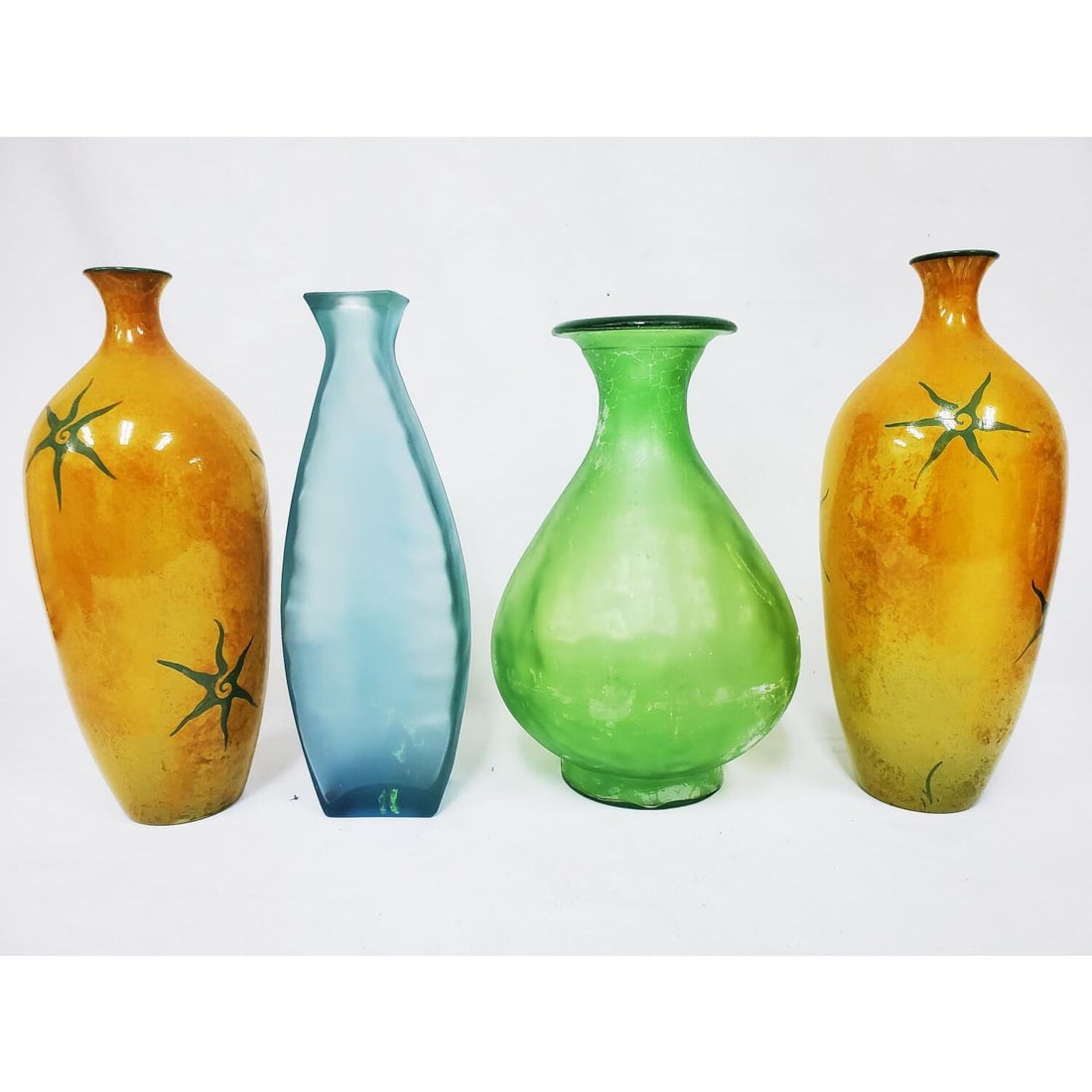 Lot of 4 Vintage Art Glass Large Vases (1 of 4)